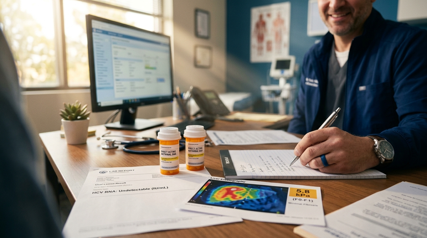 Hepatitis C antiviral medications with undetectable viral load and liver elastography